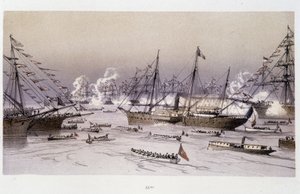 Ingang van de Adelaar naar Port Said voor de inauguratie van het Suezkanaal - in 