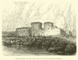 Modderfort aan de linkeroever van de Huilcamayo-Urubamba door Edouard Riou
