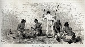 Paul Marcoy leerde een tapijt maken met de weduwen van Sarayacu (Peru) door Edouard Riou