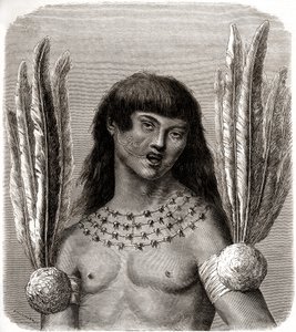 Portret van een Ticuna Indiaan uit Peru door Edouard Riou