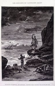 Breng hem neer, Heer, in ontmoedigde handen! in "De Kinderen van Kapitein Grant" door Jules Verne