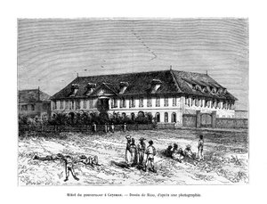 Het Gouverneurshuis, Cayenne, Frans-Guyana, Zuid-Amerika, 19e eeuw door Edouard Riou