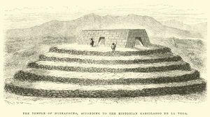 De Tempel van Huiracocha, volgens de historicus Garcilasso de la Vega door Edouard Riou