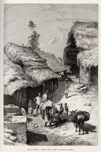 Typen van Pakhala (Ivoorkust). Gravure door Riou, ter illustratie van het verhaal 