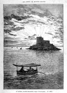 Varen naar het eiland - Gravure door Riou, in 