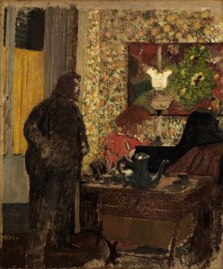 Interieur met Misia Natanson aan de piano