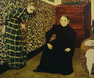 Interieur, moeder en zus van de kunstenaar door Edouard Vuillard