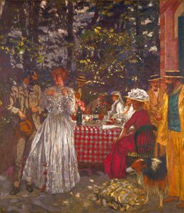 Het terras in Vasouy, de lunch door Edouard Vuillard