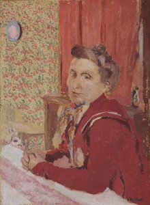 Madame Roussel in roodbruine badjas; Madame Roussel en peignoir brun rouge, 1901 door Edouard Vuillard