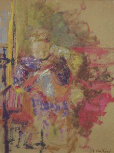 Madame Vuillard aan het naaien, ca. 1905 door Edouard Vuillard