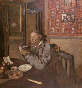 Madame Vuillard met een kom, 1898 door Edouard Vuillard