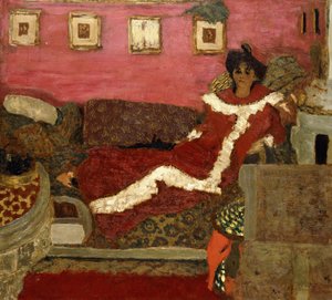 Portret van Mme Delierre in een symfonie van rood