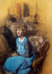 De blauwe jurk, 20e eeuw (aquarel)