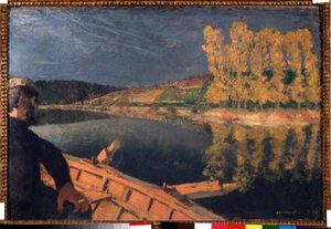 De smokkelaar. Cipa (Xavier Cyprien) Godebski (1874-1937) op de Yonne rivier door Edouard Vuillard