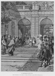 De Terugkeer van Pius VII (gravure) door Edouardo Matania