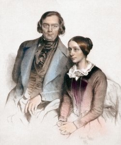 Robert en Clara Schumann (kleurengraving)