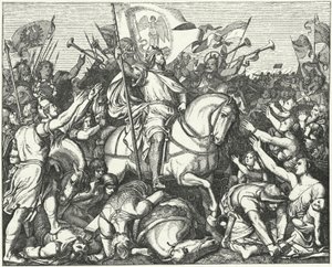 Hendrik de Vogelaar, koning van Oost-Francië, na zijn overwinning op de Magyaren bij de Slag bij Riade, 933 door Eduard Bendemann