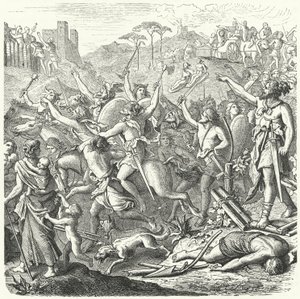 Invasie van Romeins grondgebied door de Cimbri, eind 2e eeuw v.Chr. door Eduard Bendemann