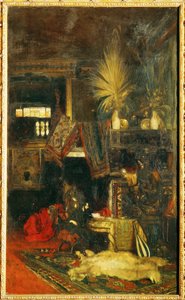 Schilder Hans Makart in zijn atelier ... (schilderij op doek) door Eduard Charlemont