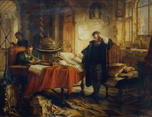 Copernicus, de banen van de sterren tekenend