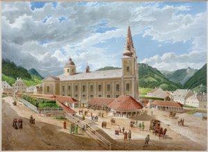De basiliek Mariazell vanaf het kerkplein