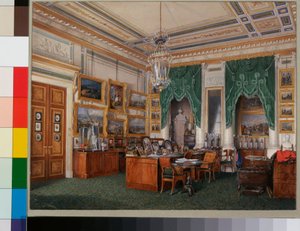 Interieurs van het Winterpaleis: De studeerkamer van Keizer Alexander II door Eduard Hau