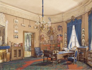 Interieurs van het Winterpaleis. De studeerkamer van kroonprins Nikolay Aleksandrovich door Eduard Hau