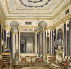 De Salon van Keizerin Maria Alexandrovna in het Grote Paleis in Tsarskoye Selo
