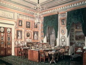 De studeerkamer van Alexander III (1845-94) in het Gatchina Paleis, c.1881 door Eduard Hau