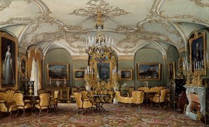 Zicht op de salon van Alexandra Fjodorovna (Fedorovna of Feodorovna of Charlotte van Pruisen (1798-1860)), vrouw van tsaar Nicolaas I in het Gatchina-paleis. Aquarel toegeschreven aan Eduard (Edouard) Hau (1807-1870) 19e eeuw Sint-Petersburg, Hermitage Mus door Eduard Hau