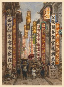 Straat in Canton door Eduard Hildebrandt