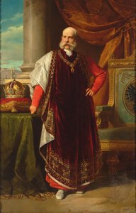 Portret van Franz Joseph I van Oostenrijk als Grootmeester van het Gulden Vlies, 1891 door Eduard Lebiedzki