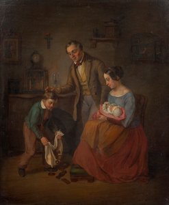 Familie bij de Nikolaas-geschenken door Eduard Ritter