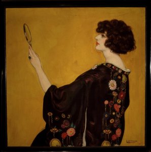 Vrouw in profiel met kimono