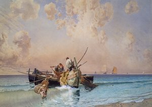 Terug van het vissen, door Eduardo Dalbono door Eduardo Dalbono