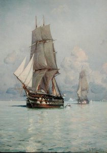 Een squadron zeilend naar anker