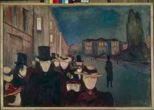Avond op Karl Johan door Edvard Munch