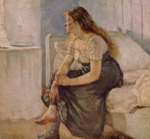 Meisje zittend op het bed door Edvard Munch