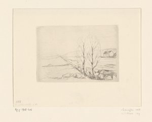Landschap met huis door Edvard Munch