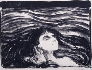 Liefhebbers in de golven door Edvard Munch