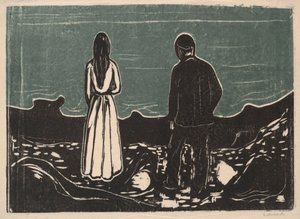 Twee mensen, de eenzamen, 1899 door Edvard Munch