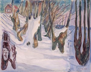 Winterlandschap met huis door Edvard Munch
