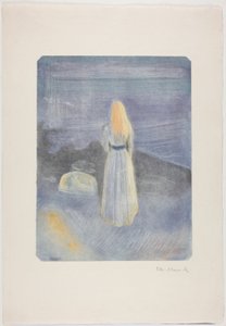 Jonge vrouw op het strand door Edvard Munch