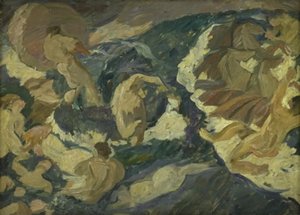 Poseidon die over de zee raast, omringd door nereïden en tritons door Edvard Weie