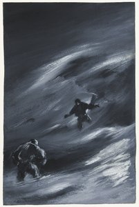 Gevangen in een sneeuwstorm door Edward Adrian Wilson