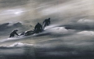Drie Mannen met een Slee in de Sneeuw, 1910-12