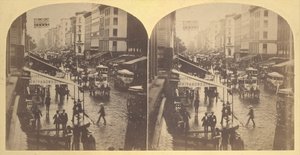 Broadway op een regenachtige dag, 1859 door Edward Anthony