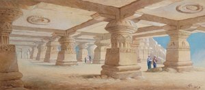 Rots Uitgehouwen Tempel, Ellora, Maharashtra, India door Edward Arthur Heffer