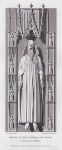 Beeld van koning Edward de Derde, in Westminster Abbey (gravure) door Edward Blore