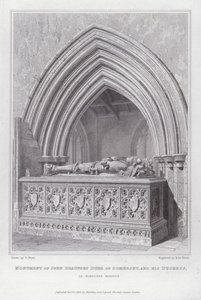 Monument van John Beaufort Hertog van Somerset, en zijn Hertogin, in Wimborne Minster (gravure) door Edward Blore